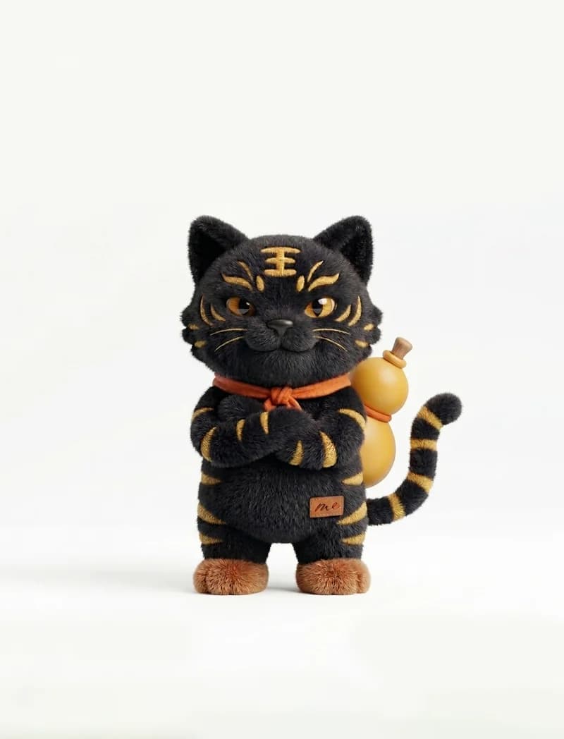 HOYAR 黑金虎爺寫實毛玩偶風